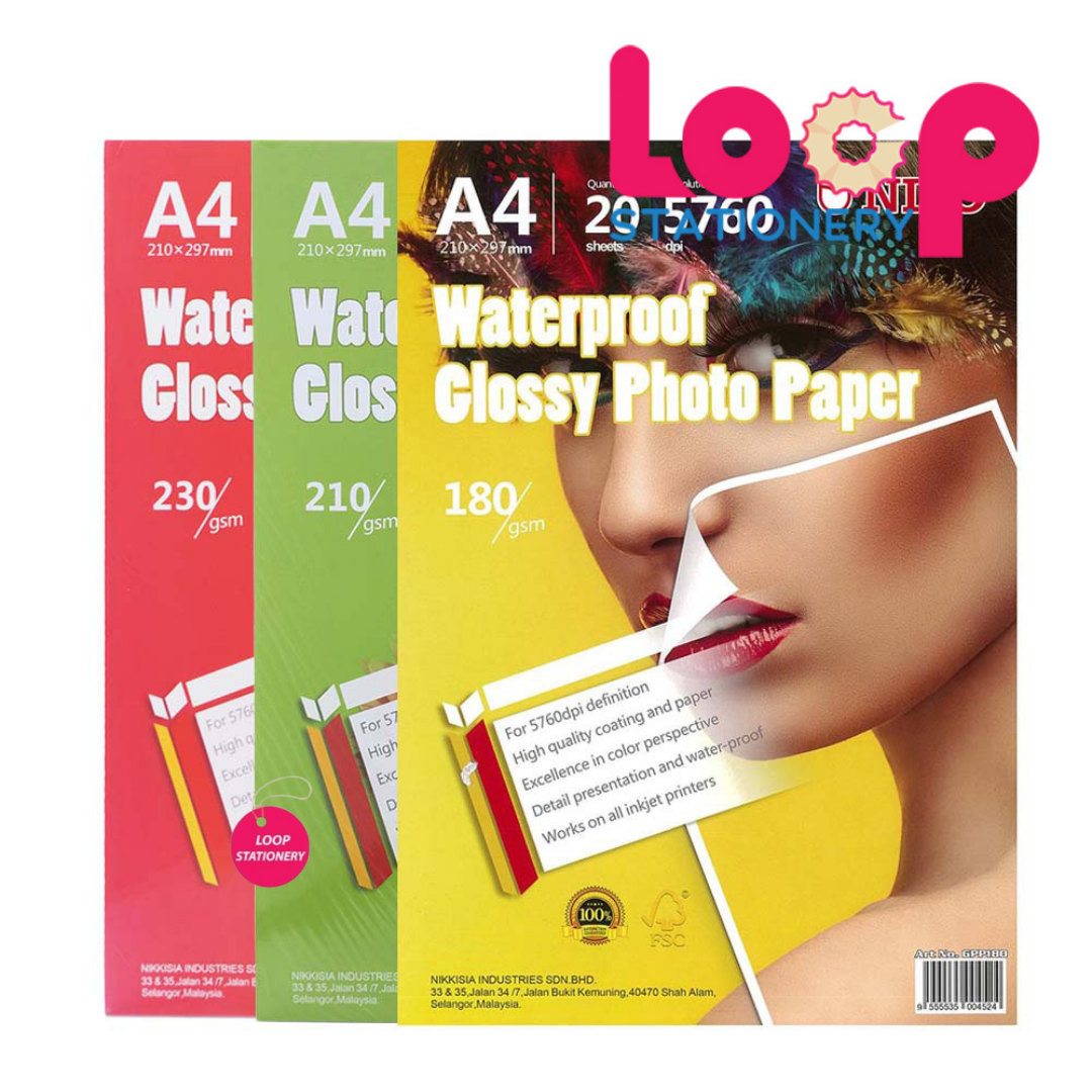 Niso Waterproof Glossy Photo Paper 180gsm/210gsm/230gsm 20'S